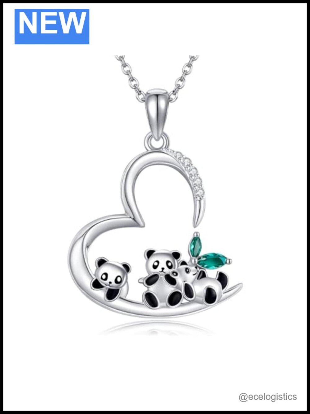 Pandas Necklace Sterling Silver Pendant Animal Jewelry Gift